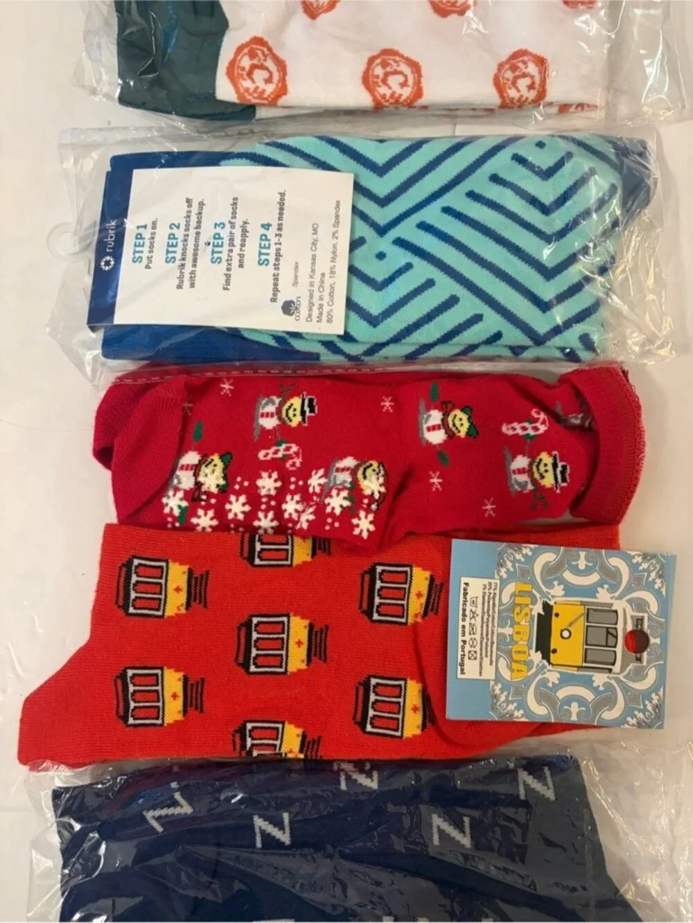 5-Pack Novelty Graphic Crew Socks Bundle Travel Holiday Portugal ZenHub Rubrik